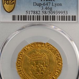 Louis XII écu d'or Lyon PCGS AU58