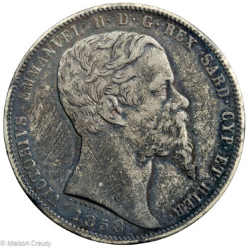 Italie Sardaigne Victor Emmanuel II 5 lire 1858 Genes
