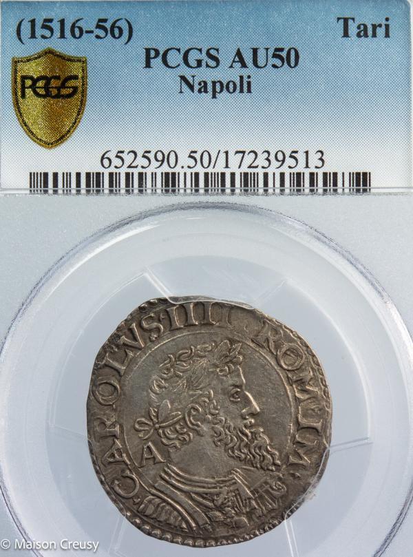 Naples Charles V Tari PCGS AU50