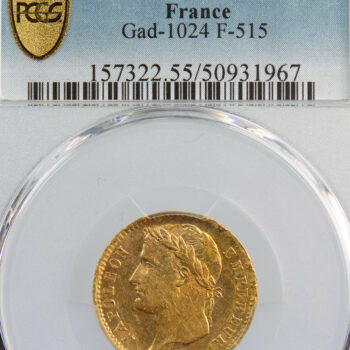 Napoléon I 20 francs 1808 Paris PCGS AU55