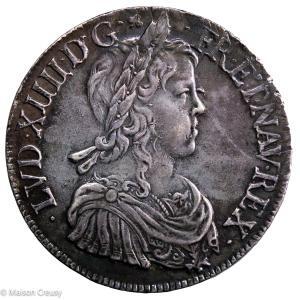 Louis XIV écu à la mèche longue 1647 Montpellier
