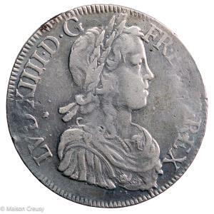 Louis XIV écu à la mèche longue 1651 Bordeaux