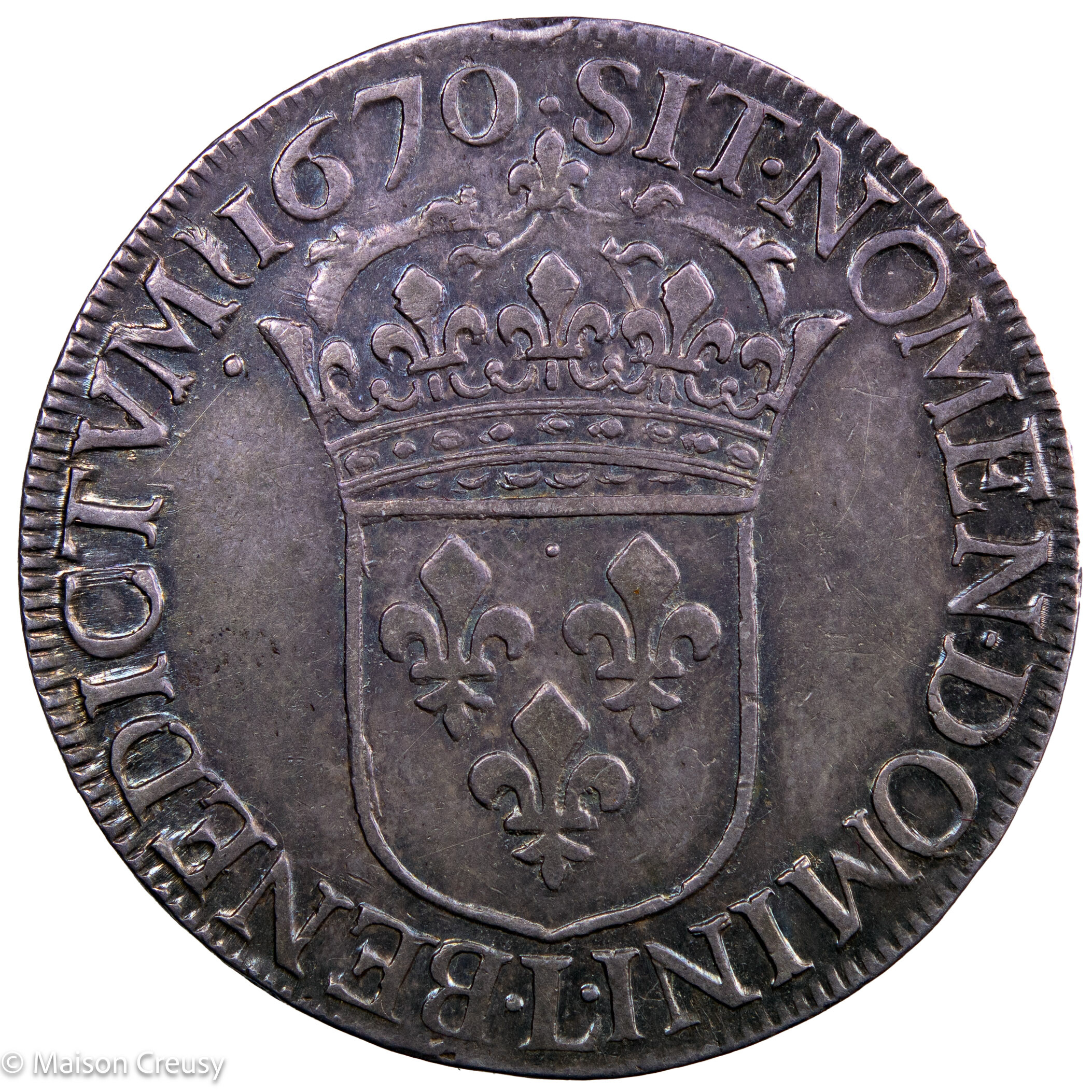 Louis XIV écu au buste juvénile 1670 Bayonne