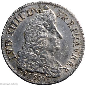 Louis XIV quart d'écu aux 8L 1691 Lyon