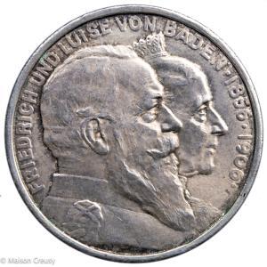 Allemagne Bade 5 mark Noce d'or de Frederic et Louise 1906
