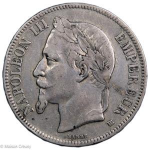 Napoléon III AR 5 francs 1865 Strasbourg