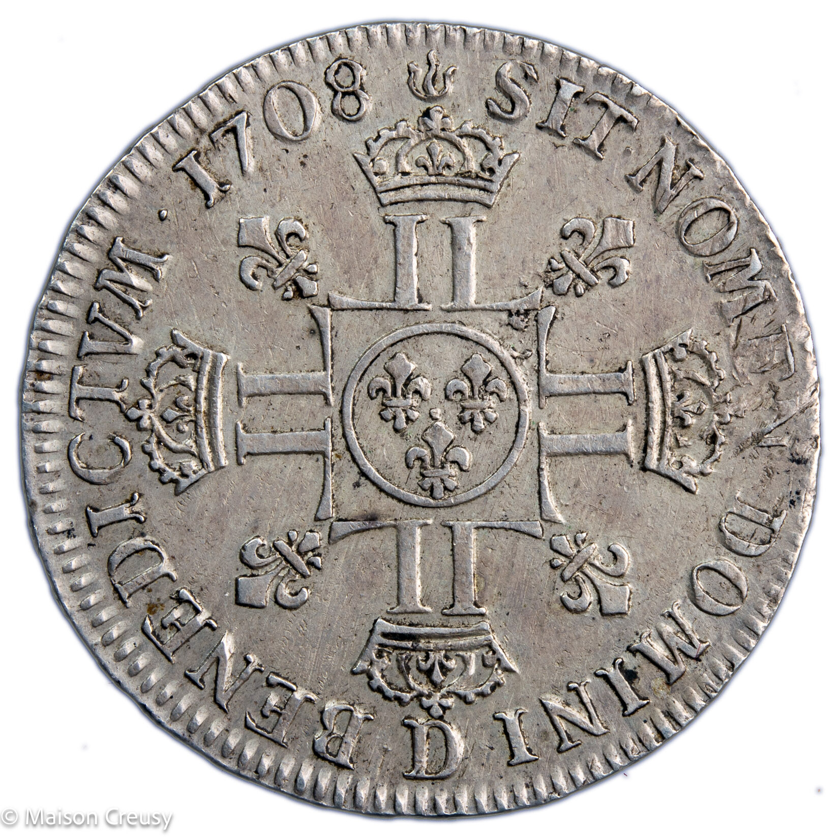 Louis XIV demi écu aux 8L 1708 Lyon