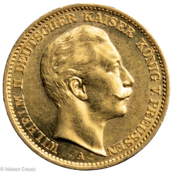 Allemagne Prusse Wilhelm II 20 mark 1909 A