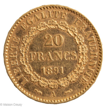 IIIème république 20 francs 1891 Paris
