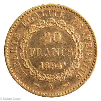 IIIème république 20 francs 1894 Paris