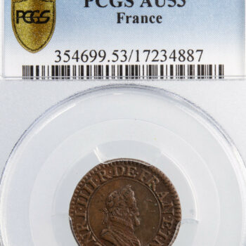 Henri IV double tournois 1608 Paris PCGS AU53