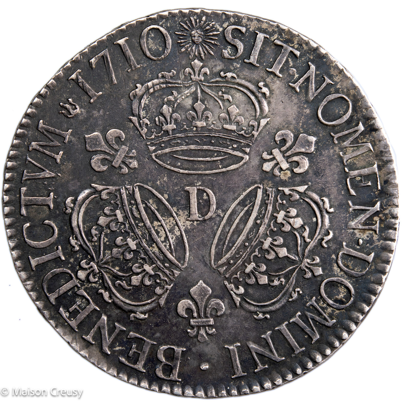 Louis XIV écu aux 3 couronnes 1710 Lyon