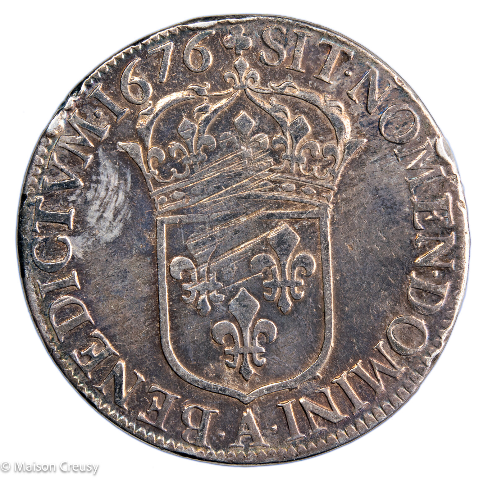 Louis XIV écu à la cravatte 1ère émission 1676 Paris