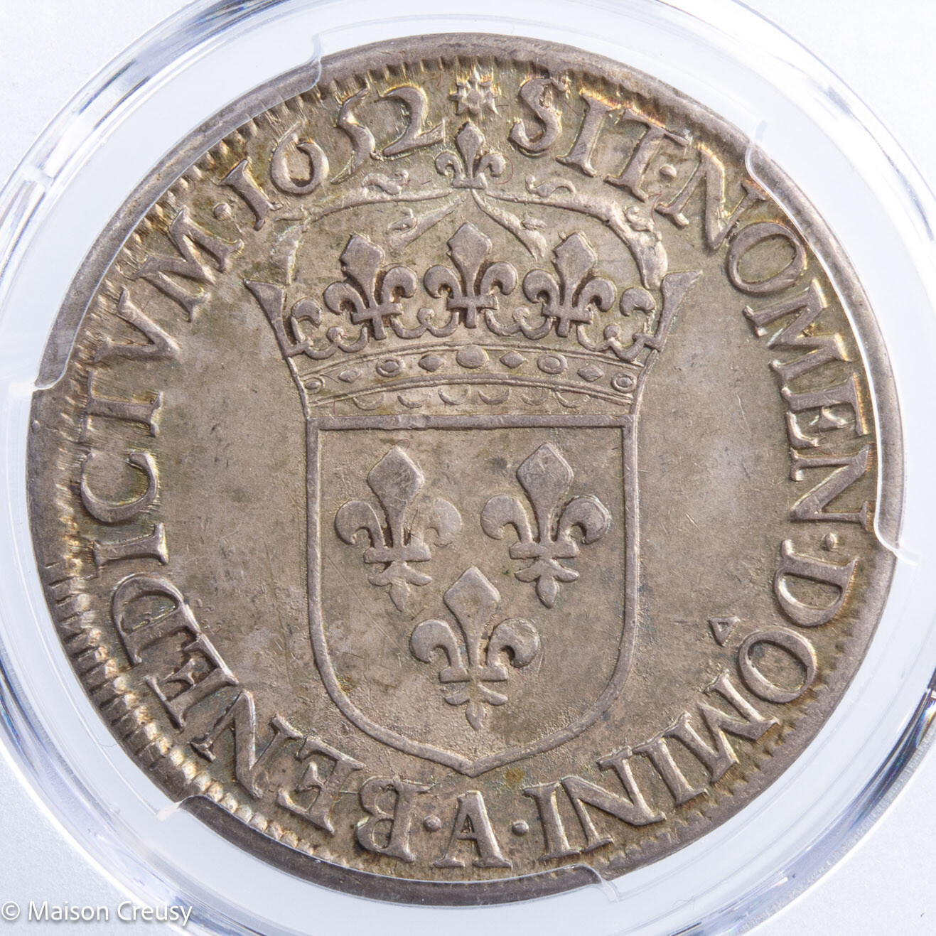 Louis XIV écu mèche longue 1652 Paris PCGS AU58