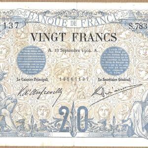 20 francs noir 22 septembre 1904