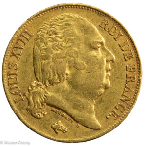 Louis XVIII gold 20 francs 1816 Paris