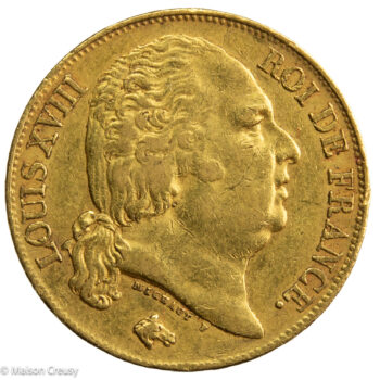 Louis XVIII 20 francs or 1816 Paris