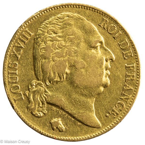 Louis XVIII 20 francs or 1820 Nantes