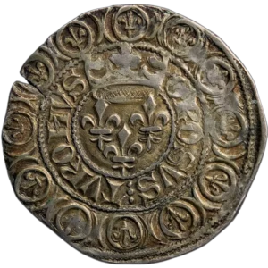 Charles VI Gros aux lis sous une couronne Tournai