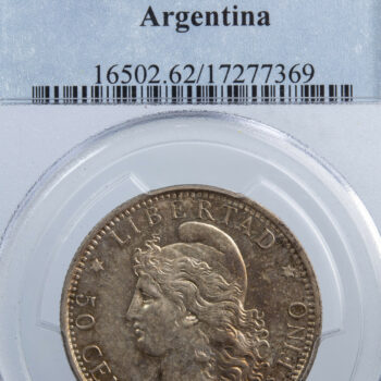 Argentine 50 centavos 1882 PCGS MS62