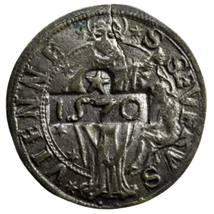 Dauphiné méreau chapitre de Saint-Sévère 1570