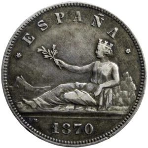 Espagne 5 pesetas 1870