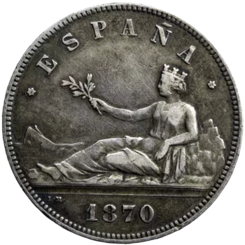 Spain 5 pesetas 1870