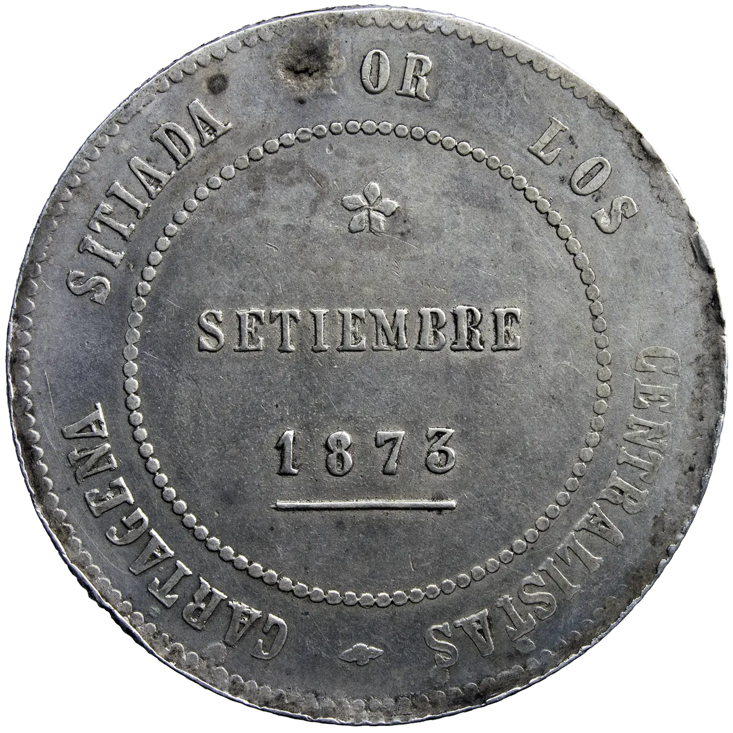 Espagne 5 pesetas 1873 Cartagena