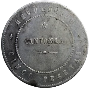 Espagne 5 pesetas 1873 Cartagena