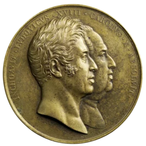 Charles X AE medal 1825 Equestrian Statue