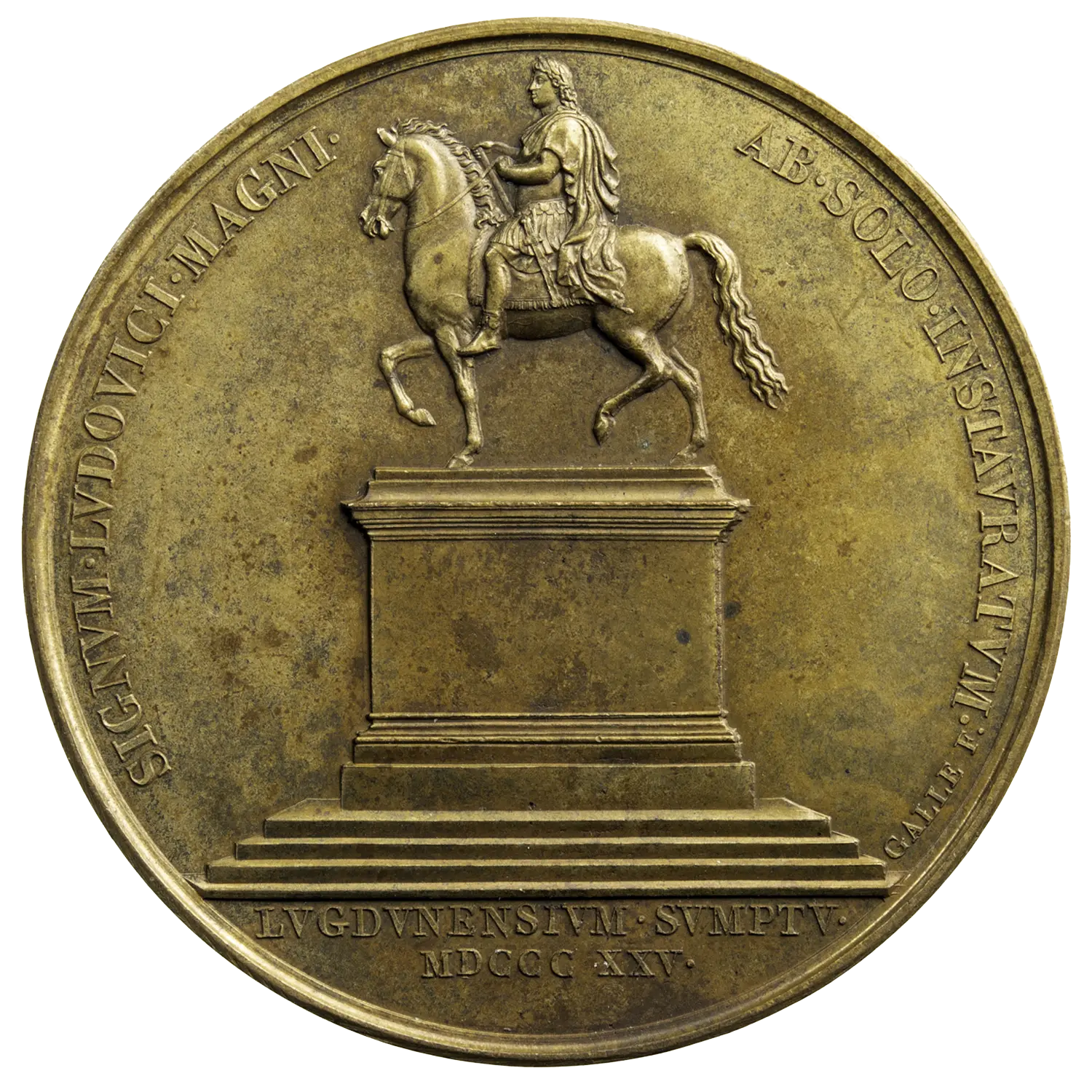 Charles X AE medal 1825 Equestrian Statue