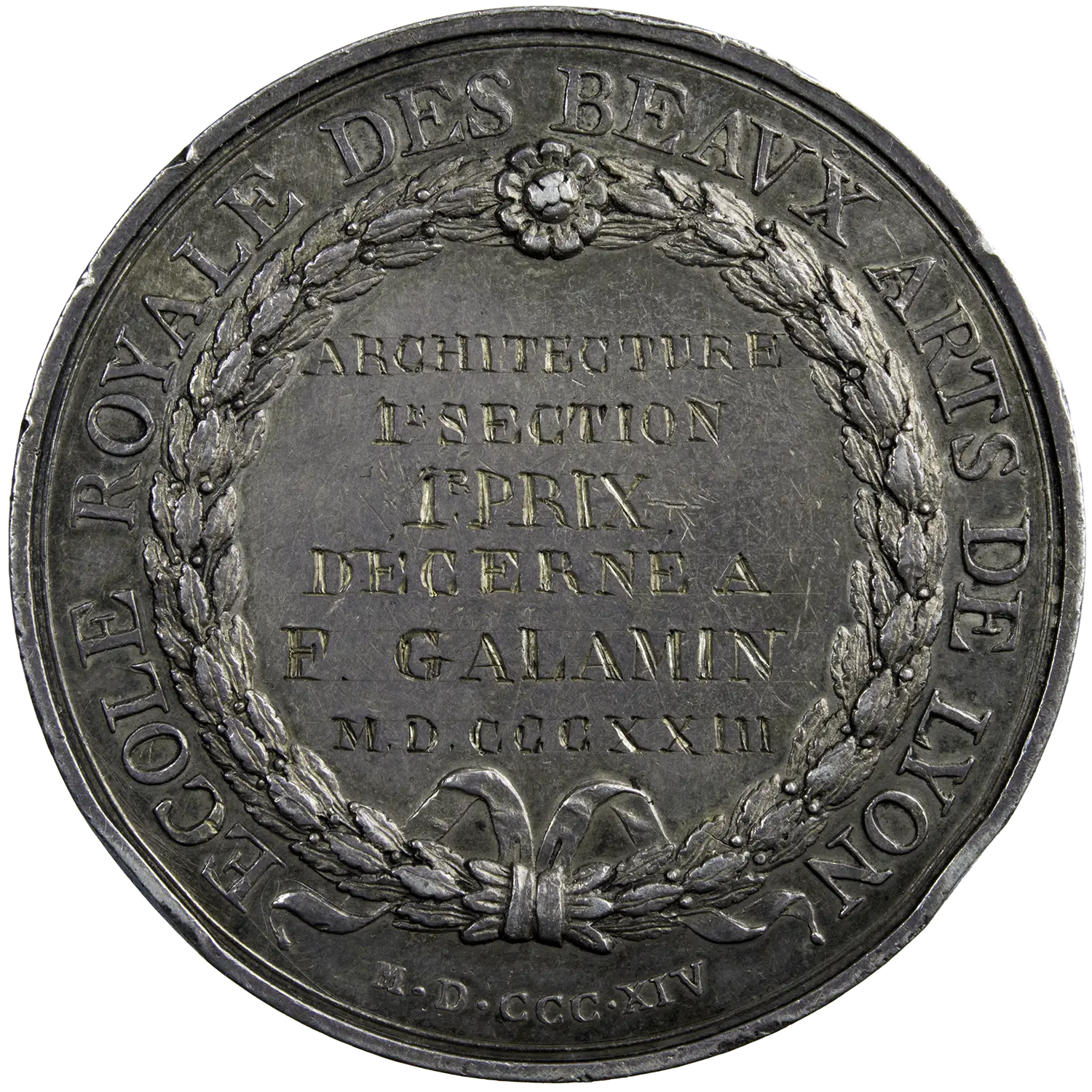 Louis XVIII médaille argent école royales beaux arts Lyon 1814