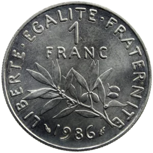 5th French Republic 1 franc 1986
