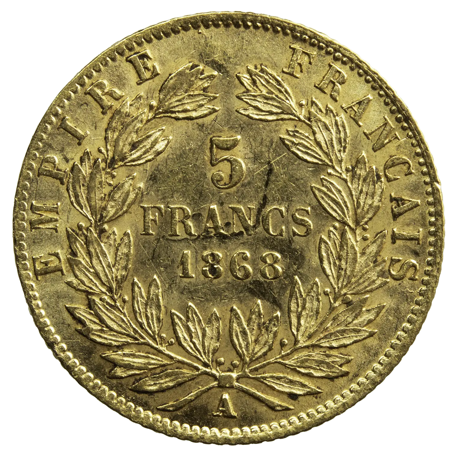 Napoléon III 5 francs or 1868 Paris