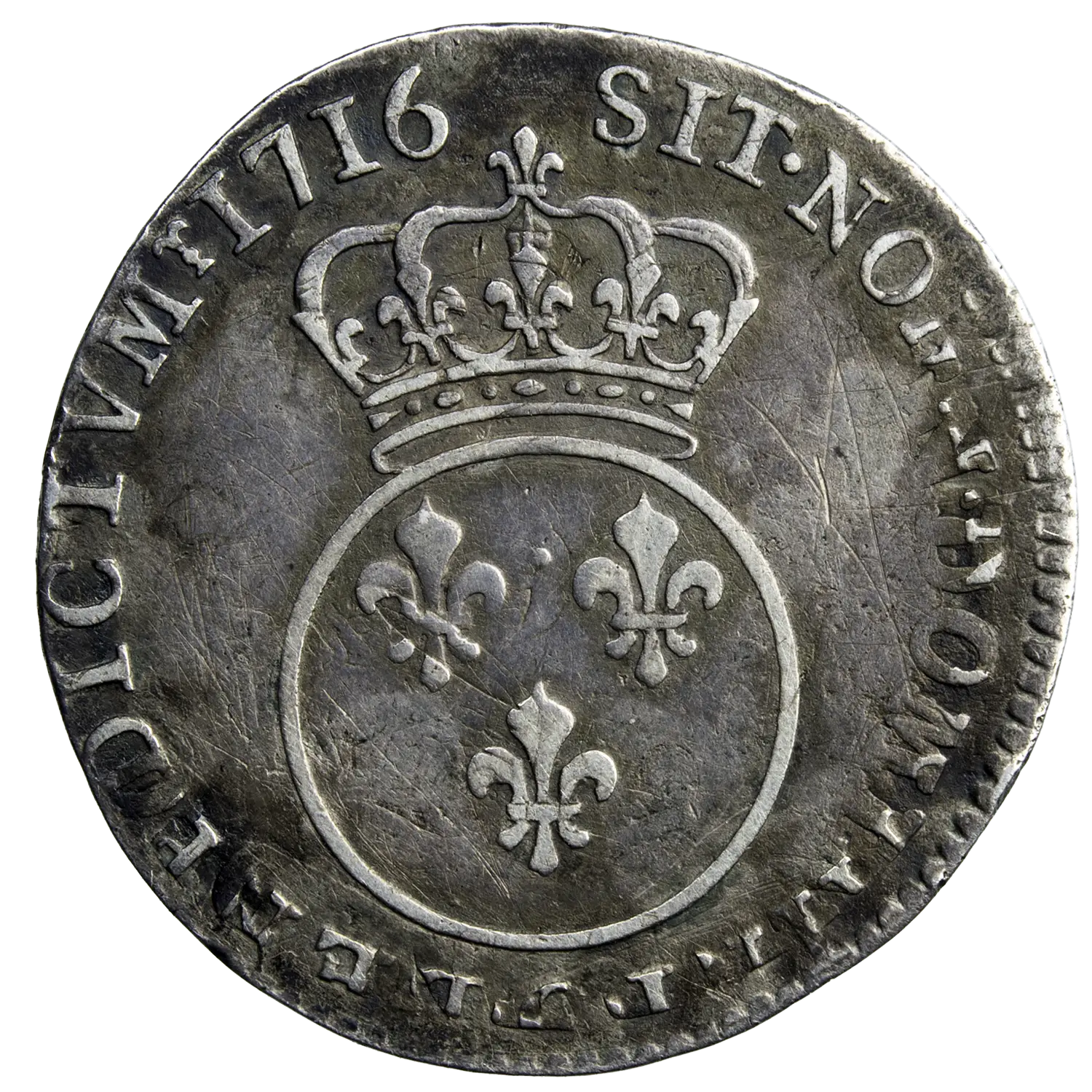 Louis XV 1/10 écu Vertugadin 1716 Caen