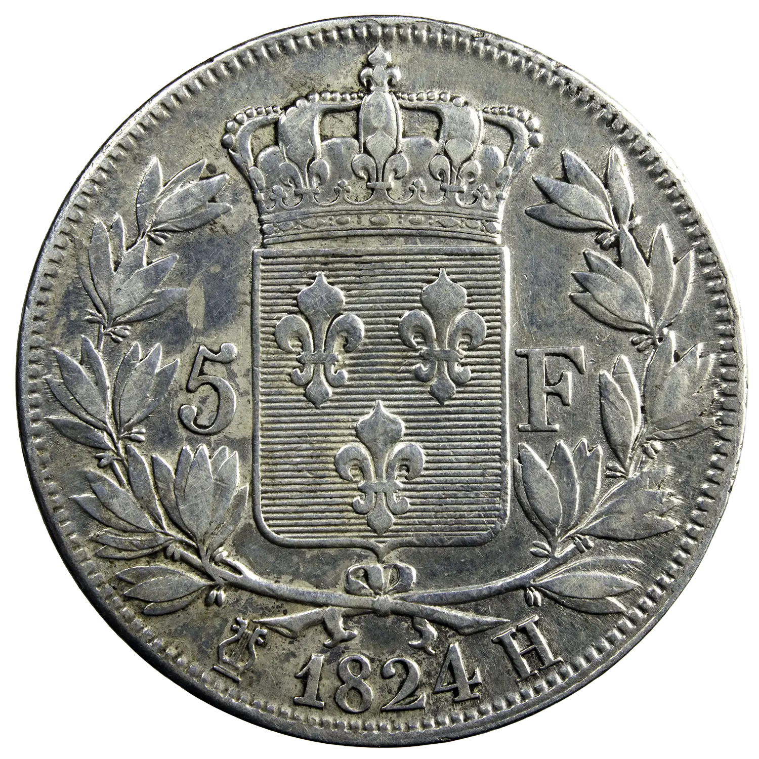 Louis XVIII 5 francs 1824 La Rochelle