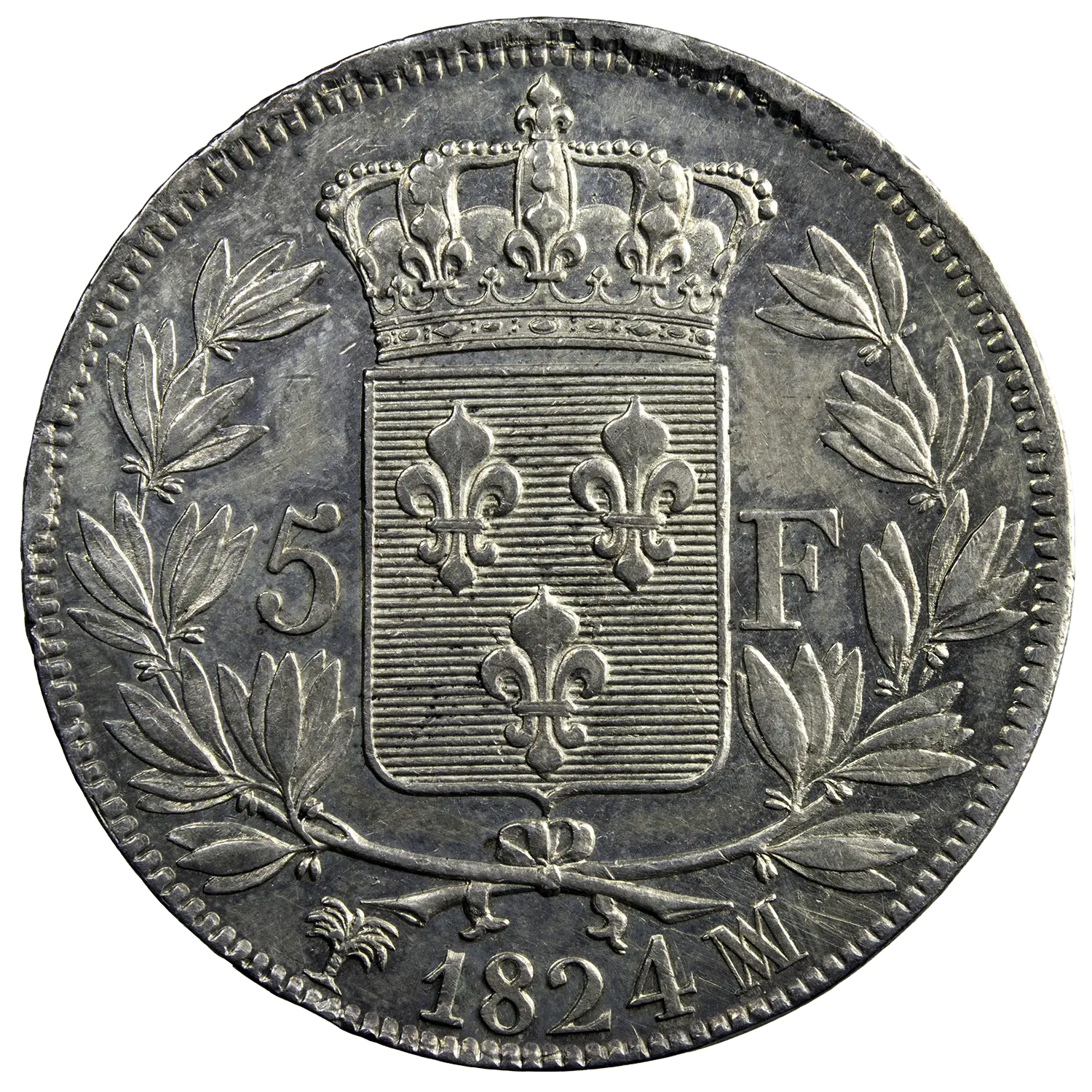 Louis XVIII 5 francs 1824 Marseille