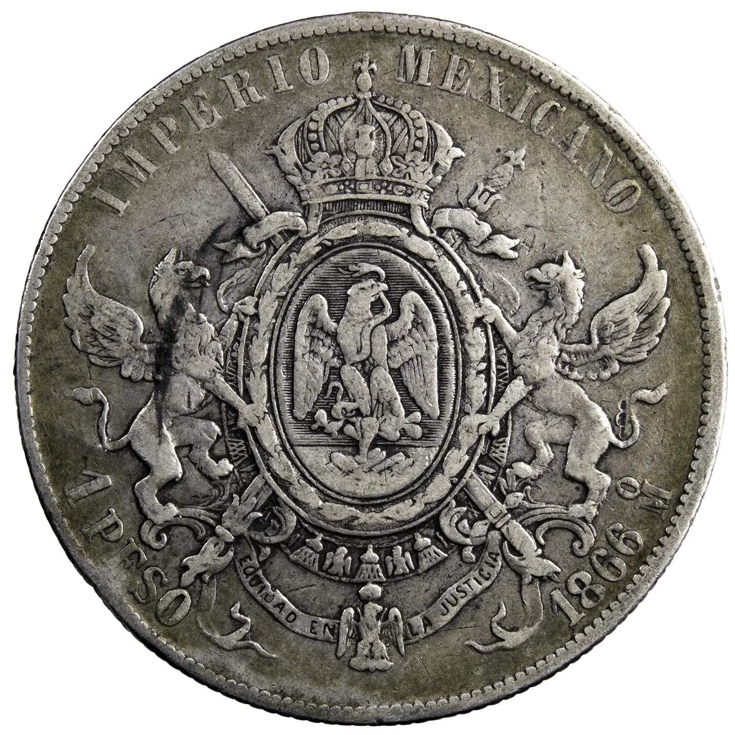 Mexique Maximilien Peso 1866 Mexico