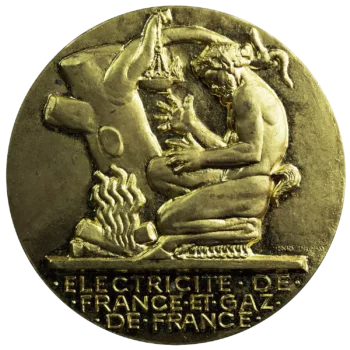 Médaille EDF GDF bronze doré par Dropsy