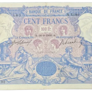 100 francs bleu et rose 26 8 1908