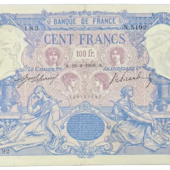 100 francs bleu et rose 26 8 1908