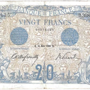 20 francs bleu 31 mars 1906