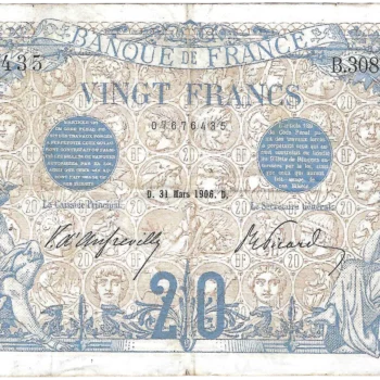 20 francs bleu 31 mars 1906