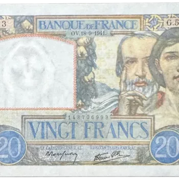 20 francs science et travail 18 9 1941