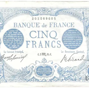 5 francs bleu 5 octobre 1915