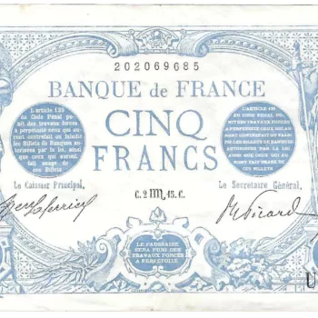 5 francs bleu 5 octobre 1915