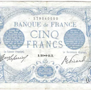 5 francs bleu 29 novembre 1916
