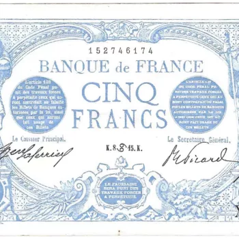 5 francs bleu 8 Juin 1915