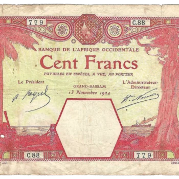 AOF Grand Bassam 100 francs 1924