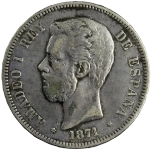 Espagne Amédée I 5 pesetas 1871 (1873)